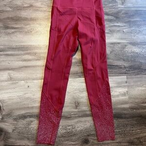 ZYIA Red Leggings with Sparkle Detail